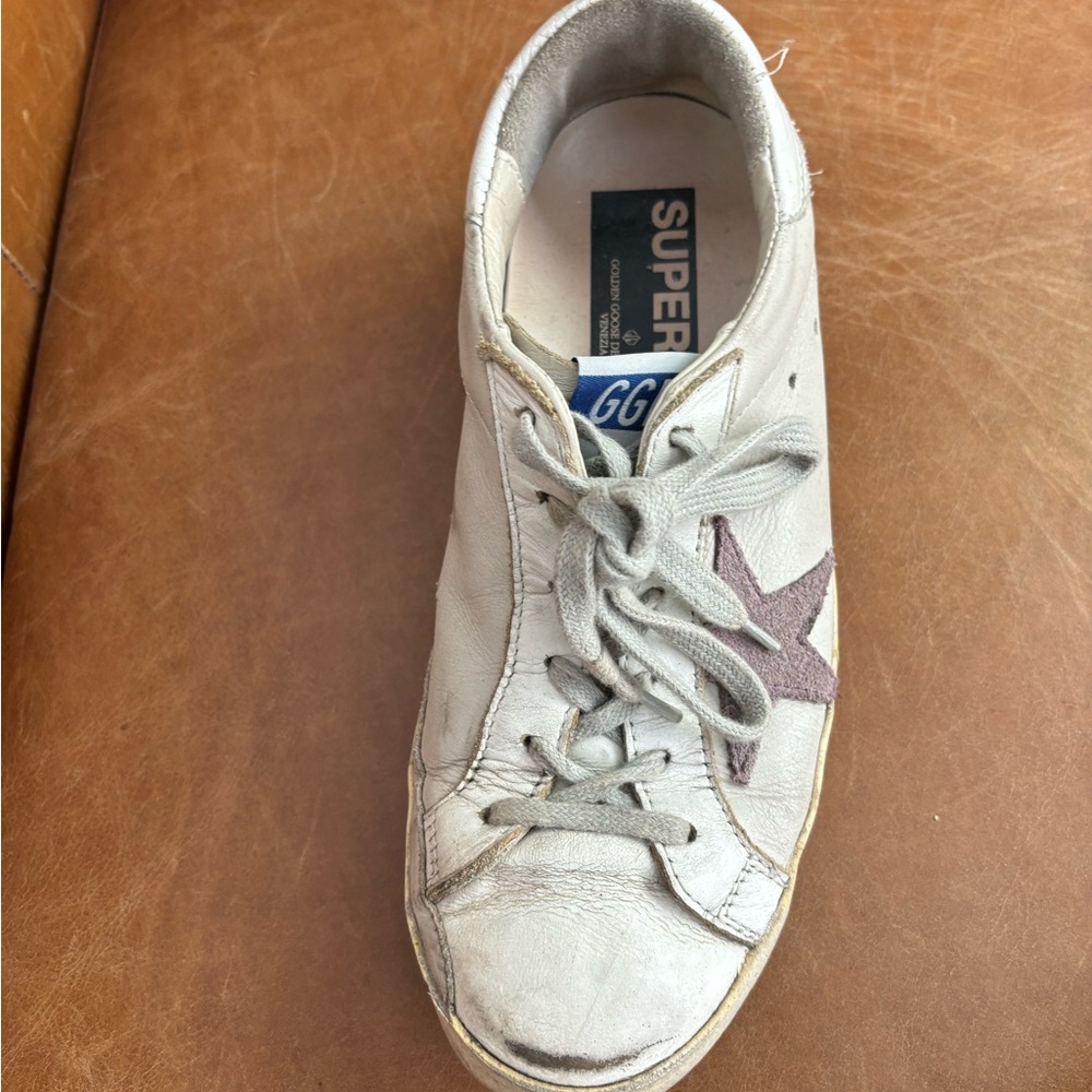 Golden Goose Superstar GGDB low top distressed sneakers with purple stars - Picture 8 of 15